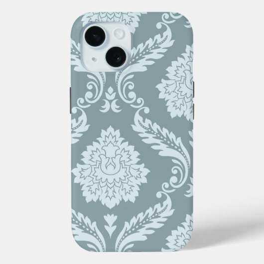 Rococo Damask Art I Duck Egg Blue+Teal Case-Mate iPhoneケース (裏面)
