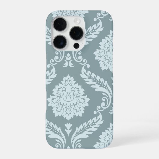Rococo Damask Art I Duck Egg Blue+Teal iPhoneケース (裏面)