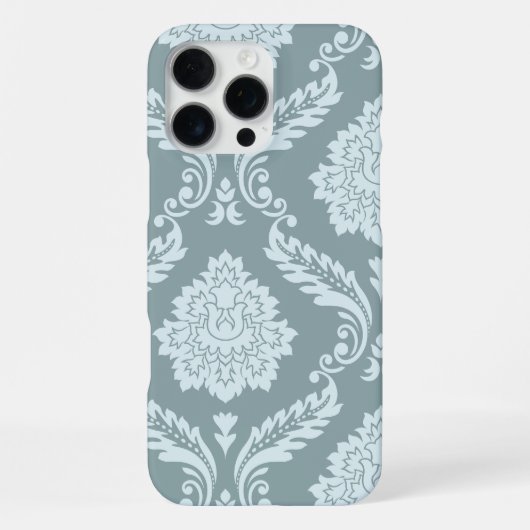 Rococo Damask Art I Duck Egg Blue+Teal iPhoneケース (裏面)