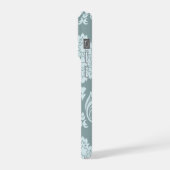 Rococo Damask Art I Duck Egg Blue+Teal iPhoneケース (左側面)
