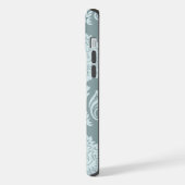 Rococo Damask Art I Duck Egg Blue+Teal iPhoneケース (左側面)