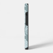 Rococo Damask Art I Duck Egg Blue+Teal iPhoneケース (左側面)
