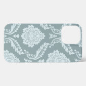 Rococo Damask Art I Duck Egg Blue+Teal iPhoneケース (裏面横)