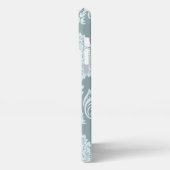 Rococo Damask Art I Duck Egg Blue+Teal iPhoneケース (左側面)