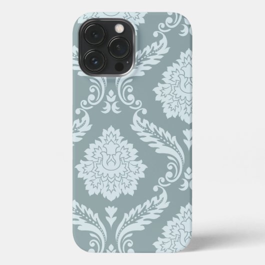 Rococo Damask Art I Duck Egg Blue+Teal iPhoneケース (裏面)