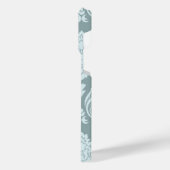 Rococo Damask Art I Duck Egg Blue+Teal iPhoneケース (左側面)