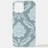 Rococo Damask Art I Duck Egg Blue+Teal iPhoneケース (裏面)