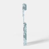 Rococo Damask Art I Duck Egg Blue+Teal iPhoneケース (左側面)