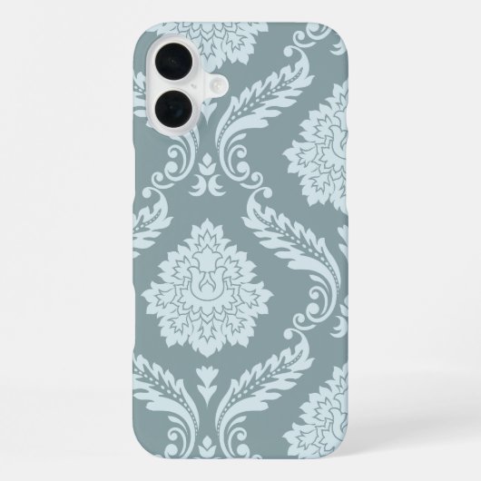 Rococo Damask Art I Duck Egg Blue+Teal iPhoneケース (裏面)