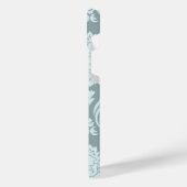 Rococo Damask Art I Duck Egg Blue+Teal iPhoneケース (左側面)