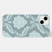 Rococo Damask Art I Duck Egg Blue+Teal iPhoneケース (裏面横)