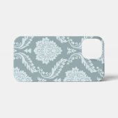 Rococo Damask Art I Duck Egg Blue+Teal iPhoneケース (裏面横)