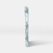Rococo Damask Art I Duck Egg Blue+Teal iPhoneケース (左側面)