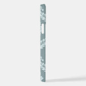 Rococo Damask Art I Duck Egg Blue+Teal iPhoneケース (右側面)