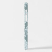 Rococo Damask Art I Duck Egg Blue+Teal iPhoneケース (左側面)