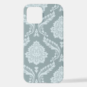 Rococo Damask Art I Duck Egg Blue+Teal iPhoneケース (裏面)