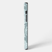 Rococo Damask Art I Duck Egg Blue+Teal iPhoneケース (左側面)