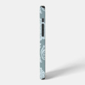 Rococo Damask Art I Duck Egg Blue+Teal iPhoneケース (左側面)