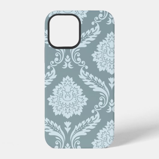 Rococo Damask Art I Duck Egg Blue+Teal iPhoneケース (裏面)