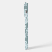 Rococo Damask Art I Duck Egg Blue+Teal iPhoneケース (左側面)