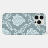 Rococo Damask Art I Duck Egg Blue+Teal iPhoneケース (裏面横)