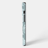 Rococo Damask Art I Duck Egg Blue+Teal iPhoneケース (左側面)