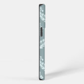 Rococo Damask Art I Duck Egg Blue+Teal iPhoneケース (右側面)