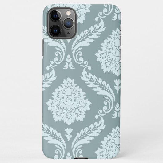 Rococo Damask Art I Duck Egg Blue+Teal iPhoneケース (裏面)