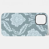 Rococo Damask Art I Duck Egg Blue+Teal iPhoneケース (裏面横)