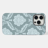 Rococo Damask Art I Duck Egg Blue+Teal iPhoneケース (裏面横)