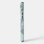 Rococo Damask Art I Duck Egg Blue+Teal iPhoneケース (左側面)