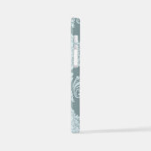 Rococo Damask Art I Duck Egg Blue+Teal iPhoneケース (左側面)