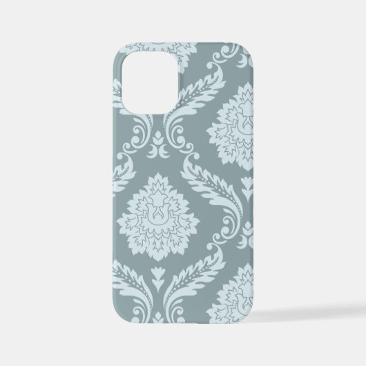 Rococo Damask Art I Duck Egg Blue+Teal iPhoneケース (裏面)