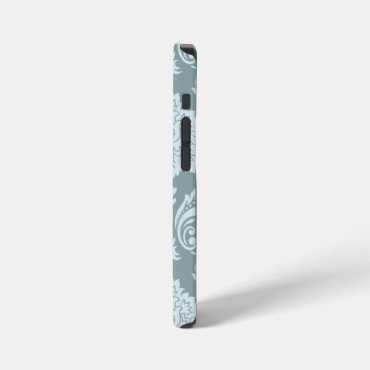Rococo Damask Art I Duck Egg Blue+Teal iPhoneケース (左側面)
