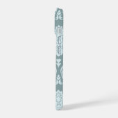Rococo Damask Art I Duck Egg Blue+Teal iPhone 15ケース (左側面)