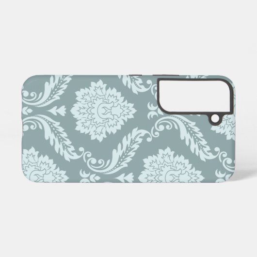 Rococo Damask Art I Duck Egg Blue+Teal Samsung Galaxyケース (裏面横)