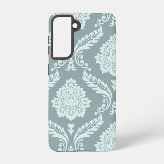 Rococo Damask Art I Duck Egg Blue+Teal Samsung Galaxyケース (裏面)