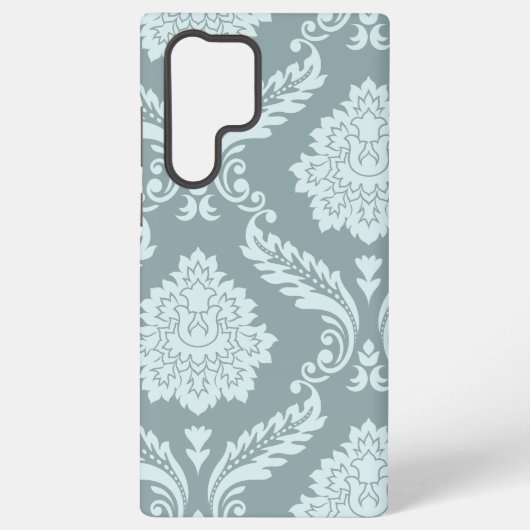 Rococo Damask Art I Duck Egg Blue+Teal Samsung Galaxyケース (裏面)