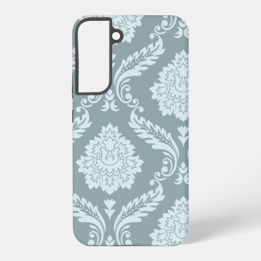 Rococo Damask Art I Duck Egg Blue+Teal Samsung Galaxyケース (裏面)