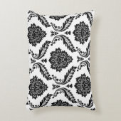 Rococo Damask Big Pattern Black on White アクセントクッション (正面(垂直))