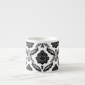 Rococo Damask Big Pattern Black on White エスプレッソカップ (正面)