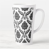 Rococo Damask Big Pattern Black on White カフェラテマグ (右)