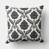 Rococo Damask Big Pattern Black on White クッション (裏面)