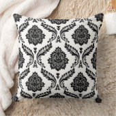 Rococo Damask Big Pattern Black on White クッション (ブランケット)