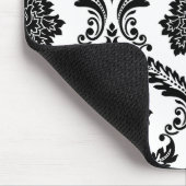 Rococo Damask Big Pattern Black on White マウスパッド (コーナー)