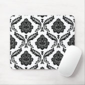 Rococo Damask Big Pattern Black on White マウスパッド (マウス)