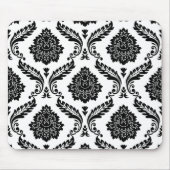 Rococo Damask Big Pattern Black on White マウスパッド (正面)