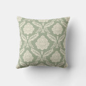 Rococo Damask Big Pattern Cream on Green クッション (裏面)
