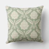 Rococo Damask Big Pattern Cream on Green クッション (裏面)
