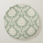 Rococo Damask Big Pattern Cream on Green ラウンドクッション (裏面)